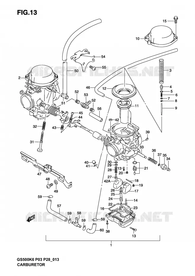 CARBURATEUR (MODELE K3) Suzuki MOTO 500 GS-E 2004  GS500K4(P3)