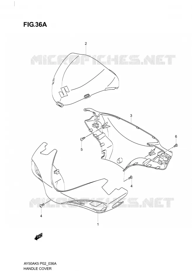 CARENAGE DE GUIDON (MOD EL K6) Suzuki SCOOTER 50 KATANA 2006  AY50AK6