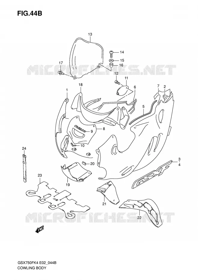 CARENAGES - ETIQUETTES (MODELE K6) Suzuki MOTO 750 GSX-F 2005  GSX750FK5(E2)