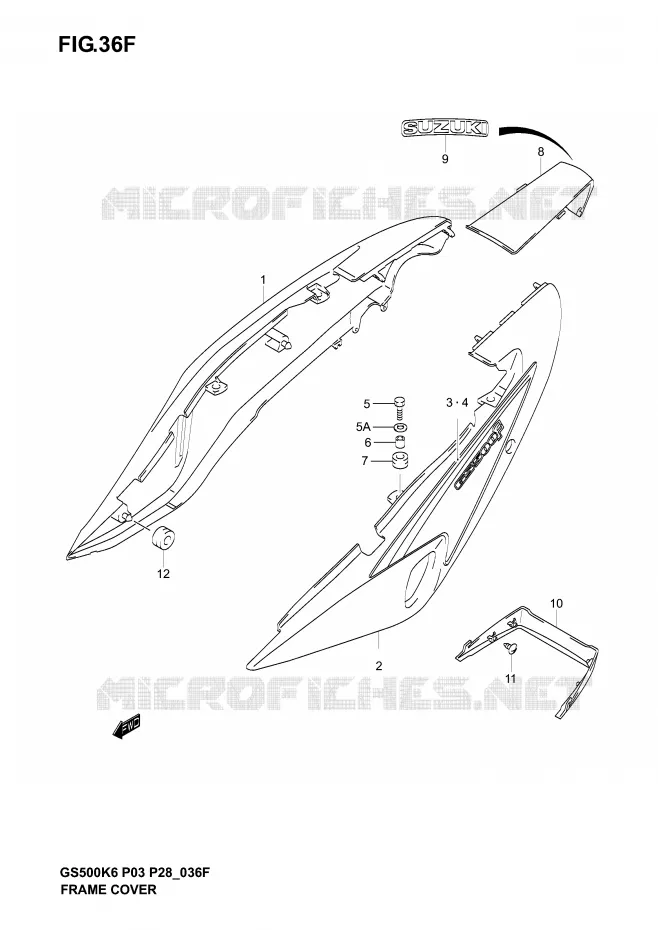 CARENAGES ARRIERE  (GS500FK6) Suzuki MOTO 500 GS-E 2005  GS500K5(P3)