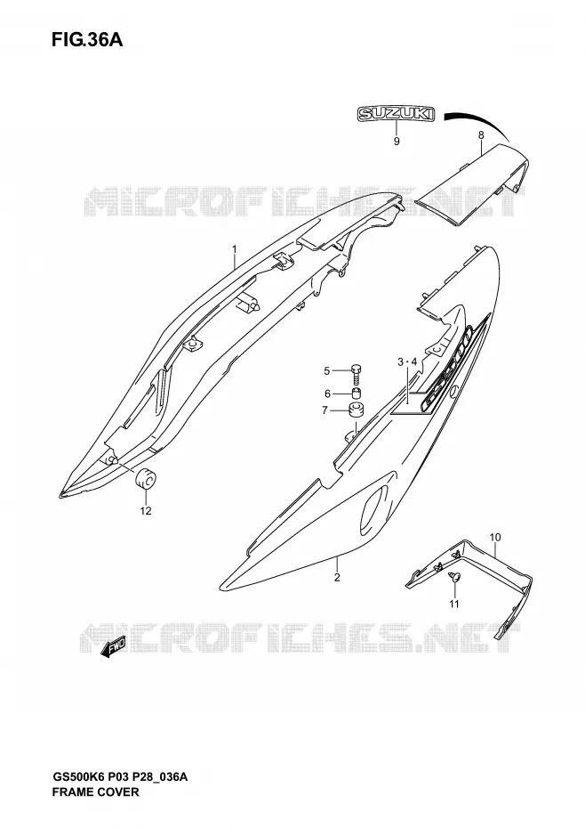 CARENAGES ARRIERE  (GS500K4 P28) Suzuki MOTO 500 GS-E 2004  GS500K4(P3)