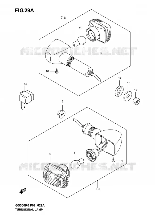 CLIGNOTANTS (GS500K4/K5/K6/UK4/K5/K6) Suzuki MOTO 500 GS-E 2005  GS500K5(P19)