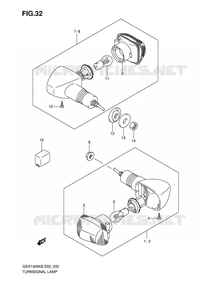 CLIGNOTANTS (GSX1400K6/K7/UK6 E2,E19) Suzuki MOTO 1400 GSX 2007  GSX1400ZK7(E2)