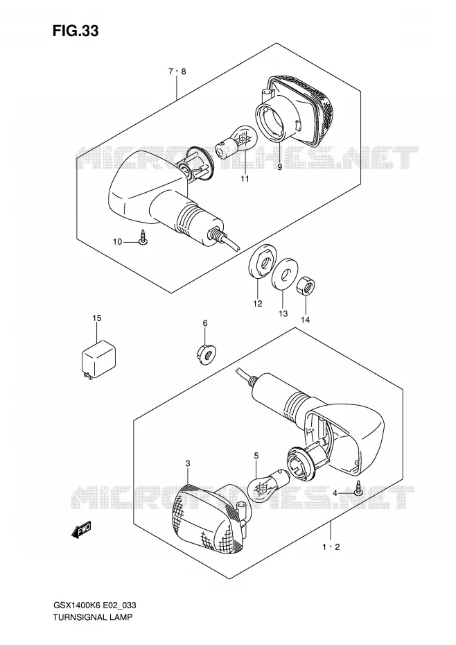 CLIGNOTANTS (GSX1400K6/K7/ZK7 E24) Suzuki MOTO 1400 GSX 2007  GSX1400K7(E2)