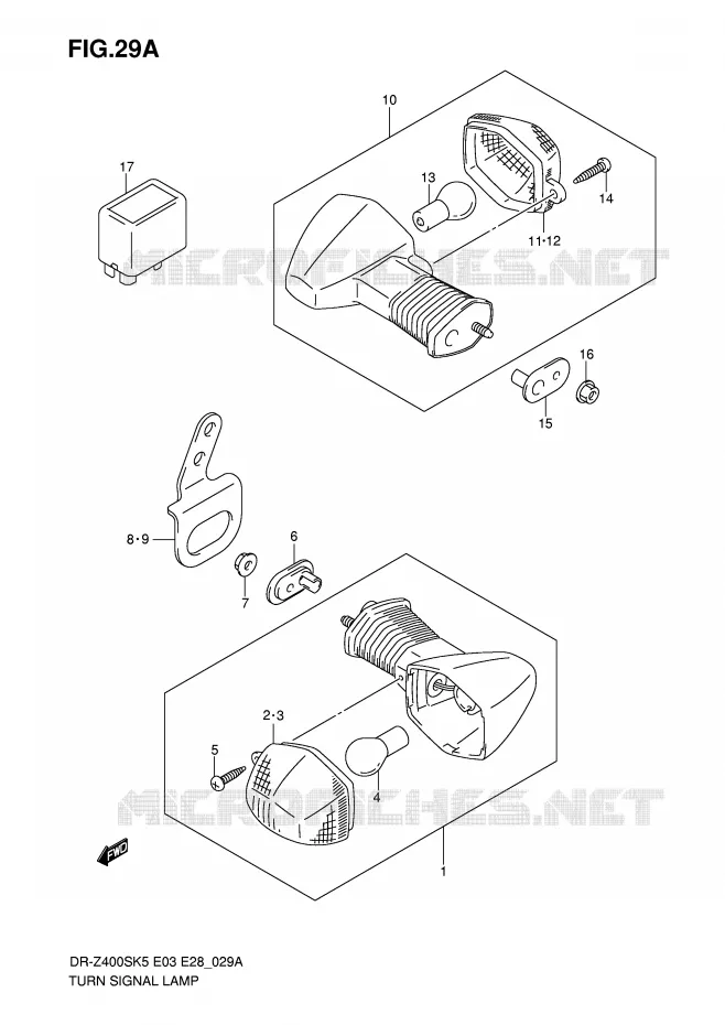 CLIGNOTANTS (MODEL K6/K7/K8) Suzuki MOTO 400 DR-Z 2009  DR-Z400SK9(E3/E28)