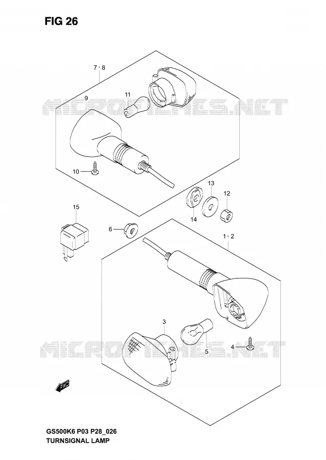 CLIGNOTANTS (MODELE K3) Suzuki MOTO 500 GS-F 2006  GS500FK6(P3)