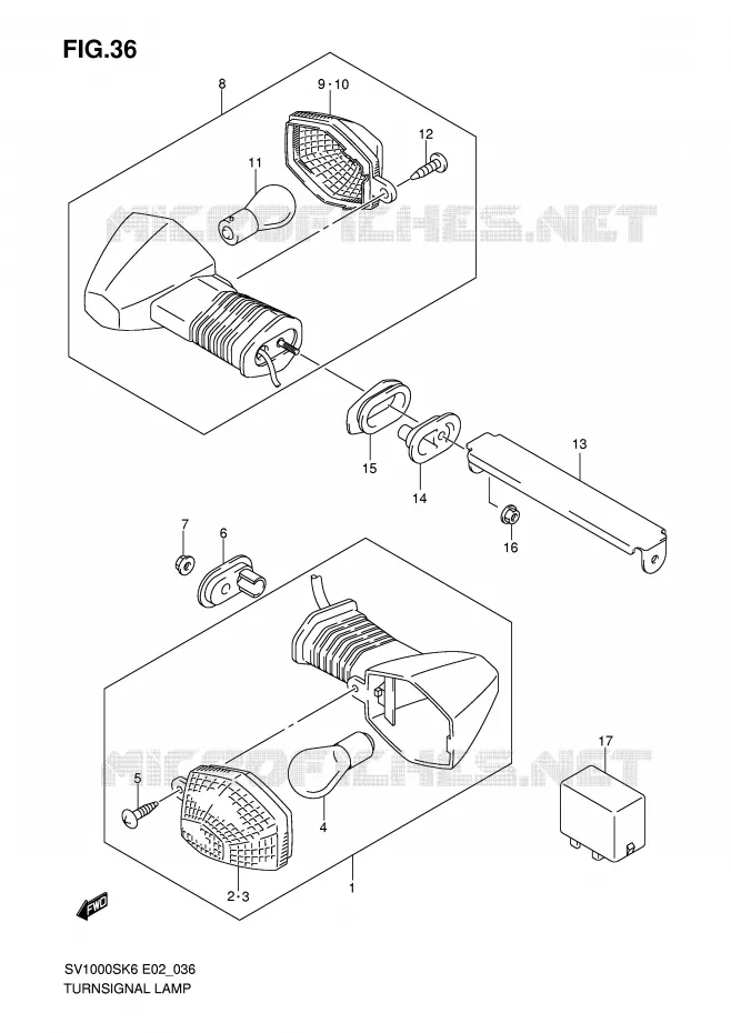 CLIGNOTANTS (SV1000S/S1/S2) Suzuki MOTO 1000 SV 2007  SV1000S2K7(E2)