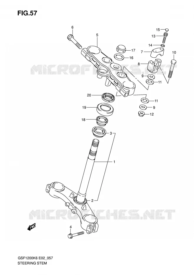 COLONNE DE DIRECTION (GSF1200SK6/SAK6) Suzuki MOTO 1200 BANDIT 2006  GSF1200SA K6 (E02,E19,E24)