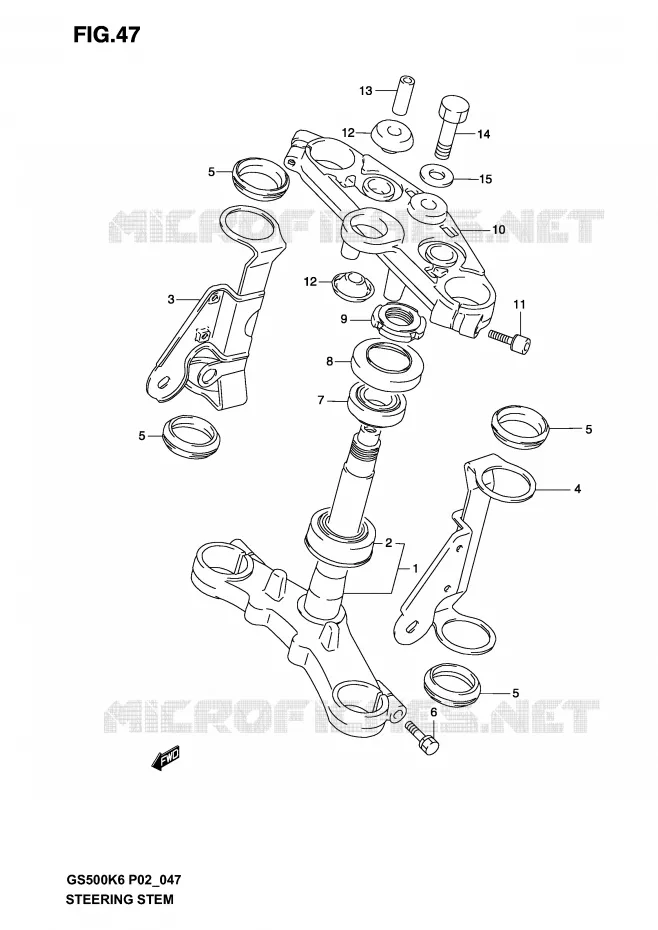 COLONNE DE DIRECTION (MODELE K3) Suzuki MOTO 500 GS-E 2006  GS500UK6(P19)
