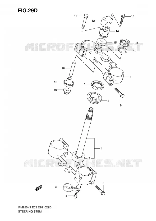 COLONNE DE DIRECTION (MODELE K5) Suzuki MOTO 250 RM 2004  RM250K4(E3/E28)