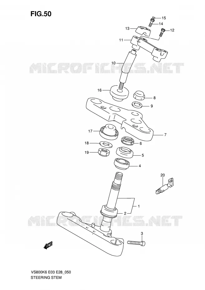 COLONNE DE DIRECTION Suzuki MOTO 800 INTRUDER 2007  VS800K7(E3/E28)