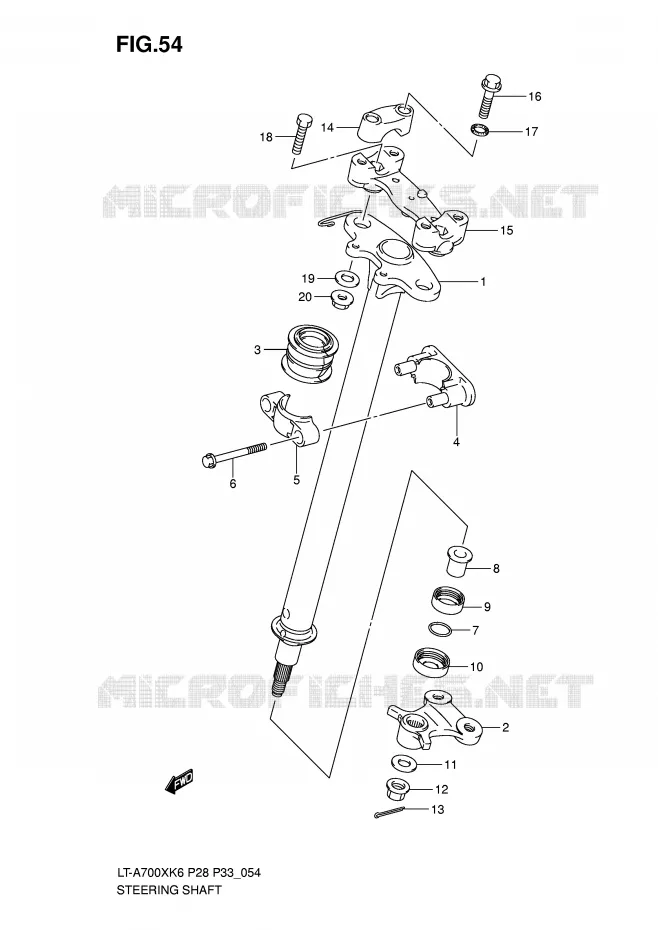 COLONNE DE DIRECTION Suzuki QUAD 700 KINGQUAD 2006  LT-A700XK6(P28/P33)