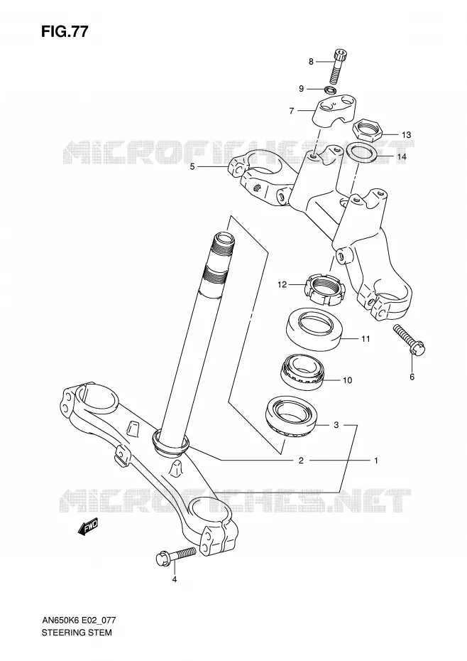 COLONNE DE DIRECTION Suzuki SCOOTER 650 BURGMAN 2006  AN650AK6(E2)