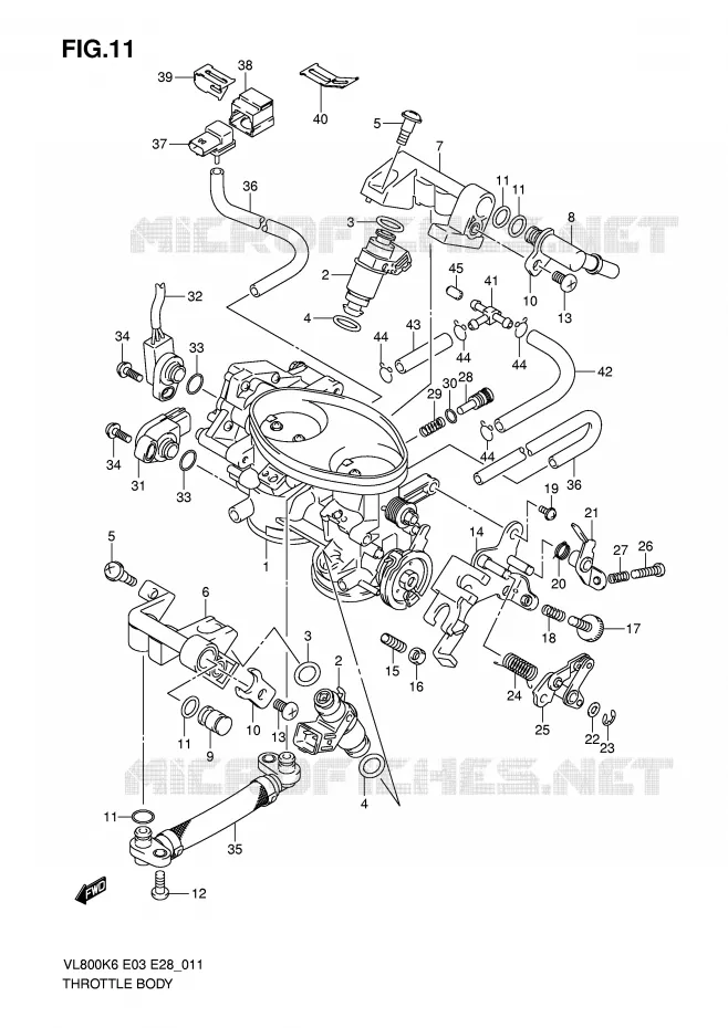 CORPS DE PAPILLON (MODEL K6/K7/K8) Suzuki MOTO 800 VOLUSIA 2007  VL800CK7(E3/E28)