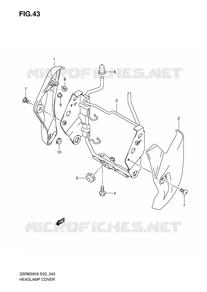 COUVERCLE DE PHARE (MODEL K6/K7) Suzuki MOTO 600 GSR 2007  GSR600K7(E2)