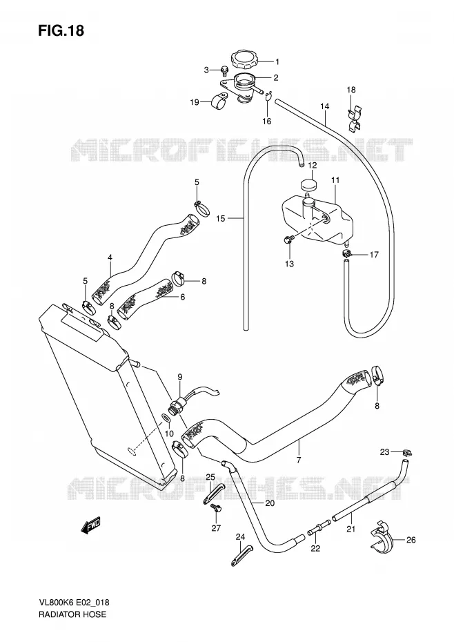 DURITE DE RADIATEUR Suzuki MOTO 800 VOLUSIA 2007  VL800K7(E2)