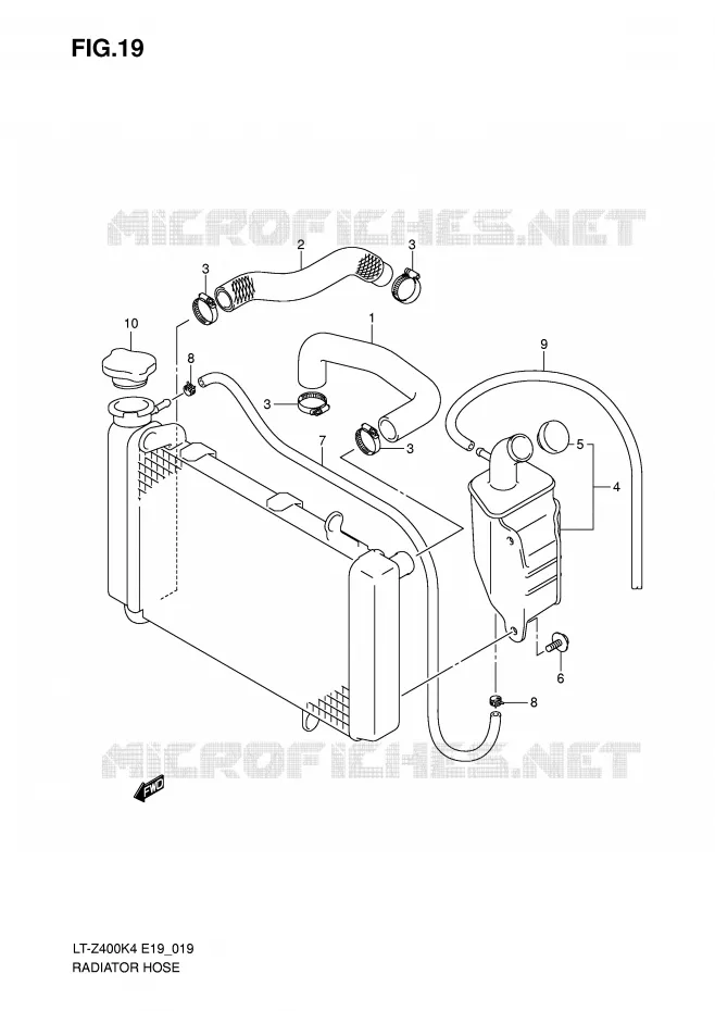 DURITE DE RADIATEUR Suzuki QUAD 400 QUADSPORT 2004  LT-Z400K4(E19)