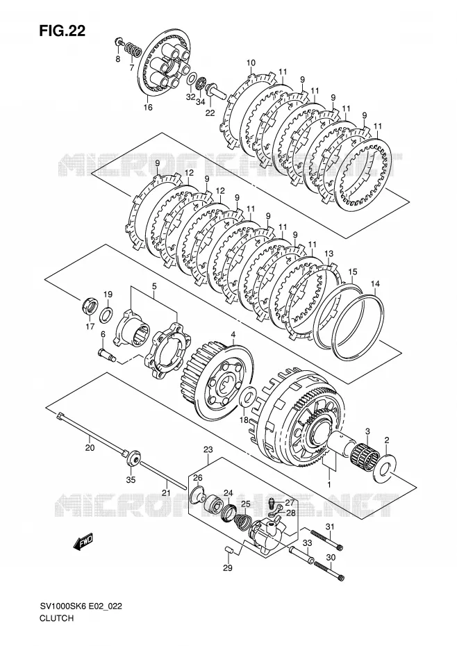EMBRAYAGE Suzuki MOTO 1000 SV 2007  SV1000S2K7(E2)