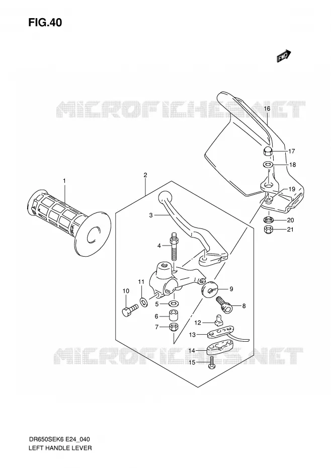 ENSEMBLE LEVIER - POIGNEE GAUCHE (MODEL K6/K7/K8/K9) Suzuki MOTO 650 DR 2007  DR650SEK7(E24)