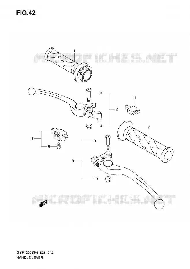 ENSEMBLE LEVIERS - POIGNEES Suzuki MOTO 1200 BANDIT 2006  GSF1200SAK6(E28)