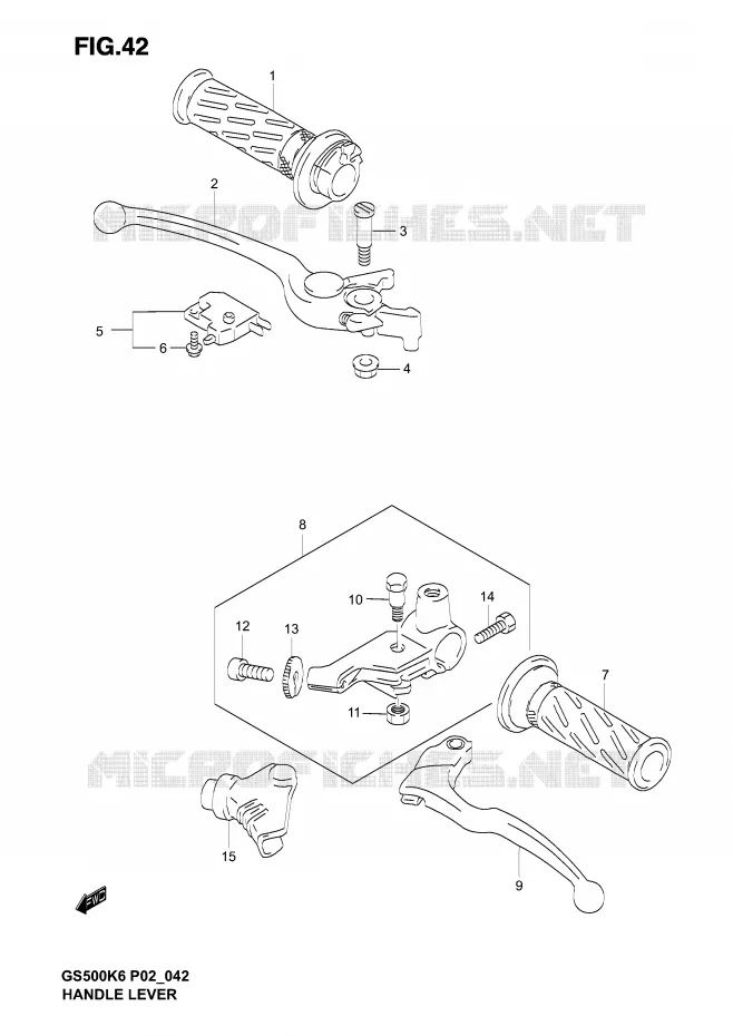ENSEMBLE LEVIERS - POIGNEES Suzuki MOTO 500 GS-E 2005  GS500UK5(P19)