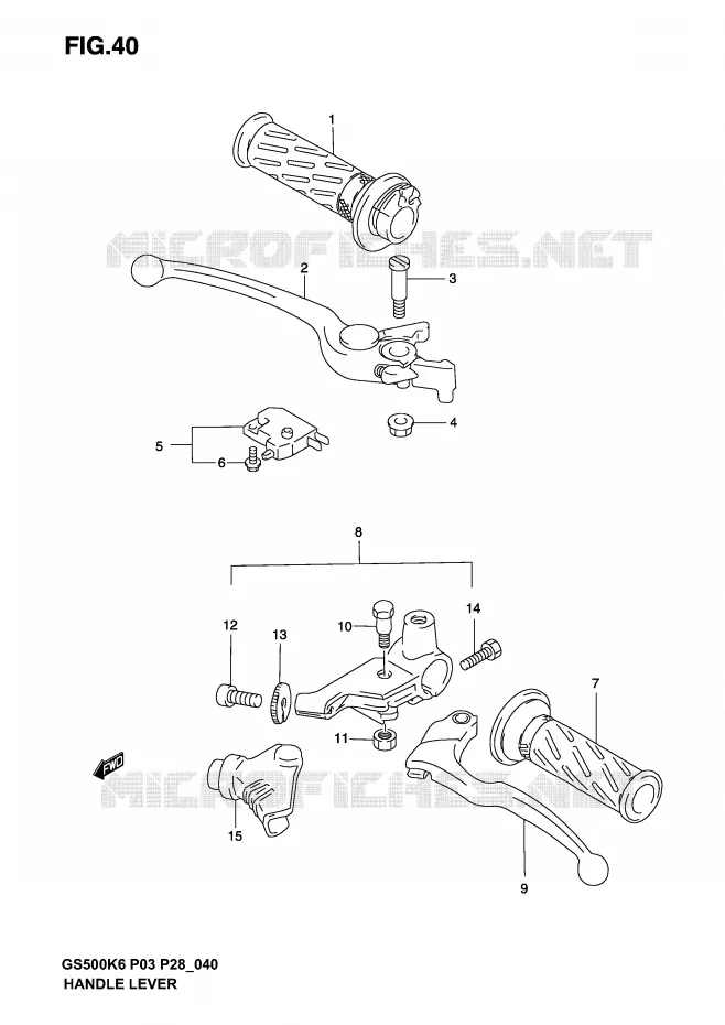 ENSEMBLE LEVIERS - POIGNEES Suzuki MOTO 500 GS-F 2006  GS500FK6(P3)