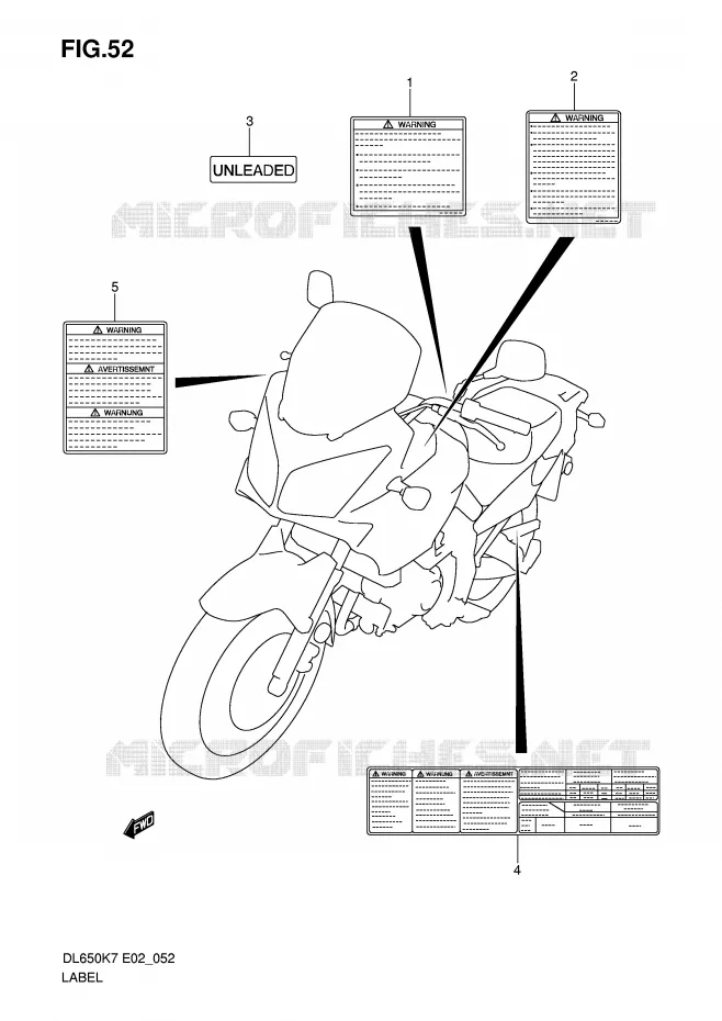 ETIQUETTE (MODEL K7) Suzuki MOTO 650 V-STROM 2009  DL650UEK9(E2)