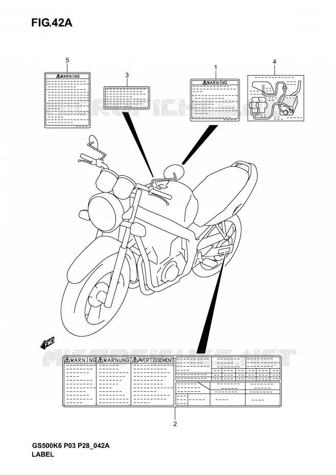 ETIQUETTE (MODELE K4/K5/K6) Suzuki MOTO 500 GS-F 2005  GS500FK5(P3)