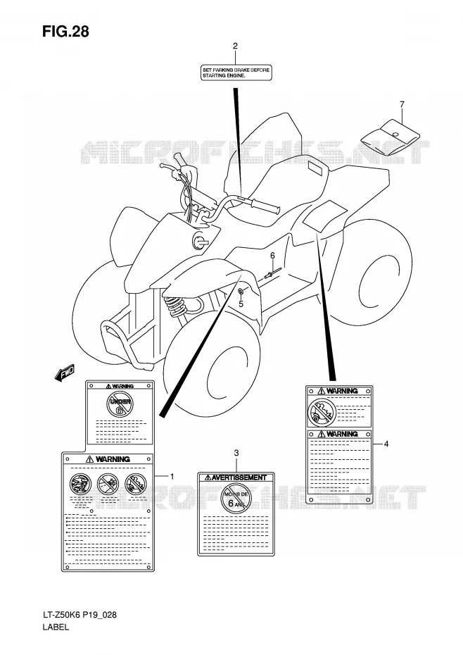 ETIQUETTE Suzuki QUAD 50 QUADSPORT 2011  LT-Z50K9(P19)