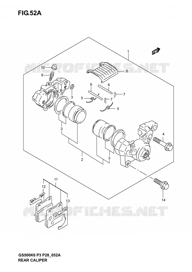 ETRIER DE FREIN ARRIERE (MODELE K4/K5/K6) Suzuki MOTO 500 GS-F 2006  GS500FK6(P3)