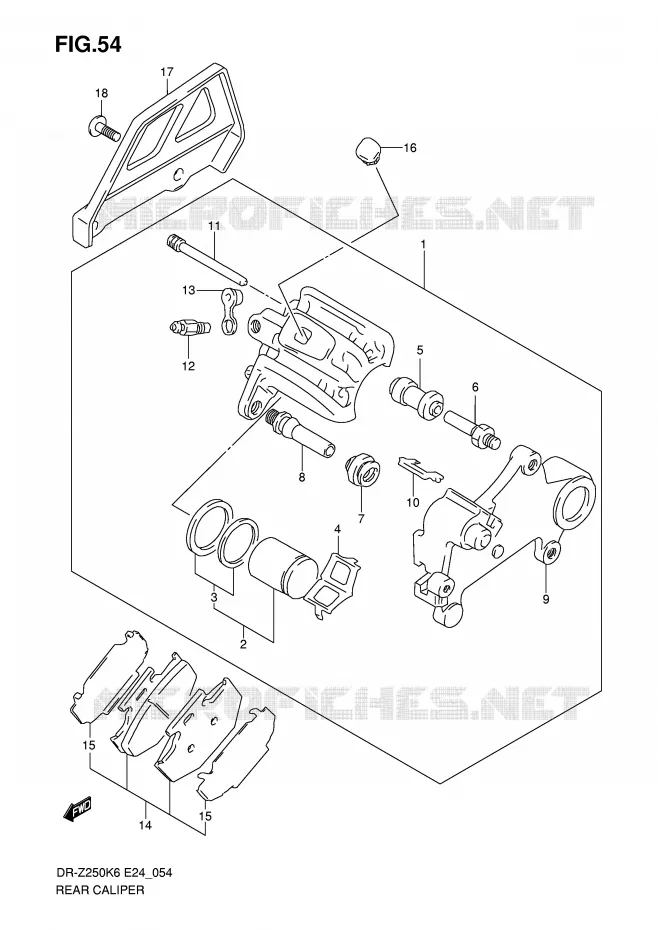 ETRIER DE FREIN ARRIERE Suzuki MOTO 400 DR-Z 2009  DR-Z250K9(E24)
