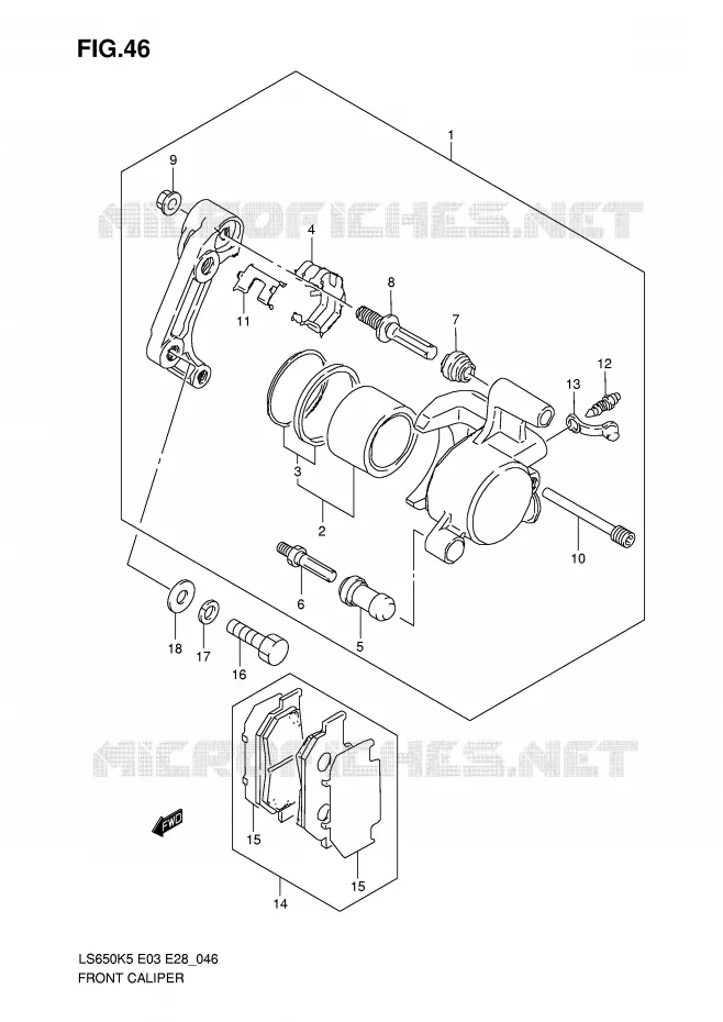 ETRIER DE FREIN AVANT Suzuki MOTO 650 BOULEVARD 2007  LS650K7(E3/E28)