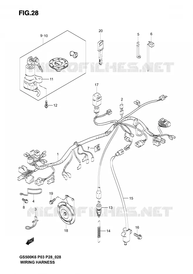 FAISCEAU ELECTRIQUE (MODELE K3) Suzuki MOTO 500 GS-F 2004  GS500FK4(P3)