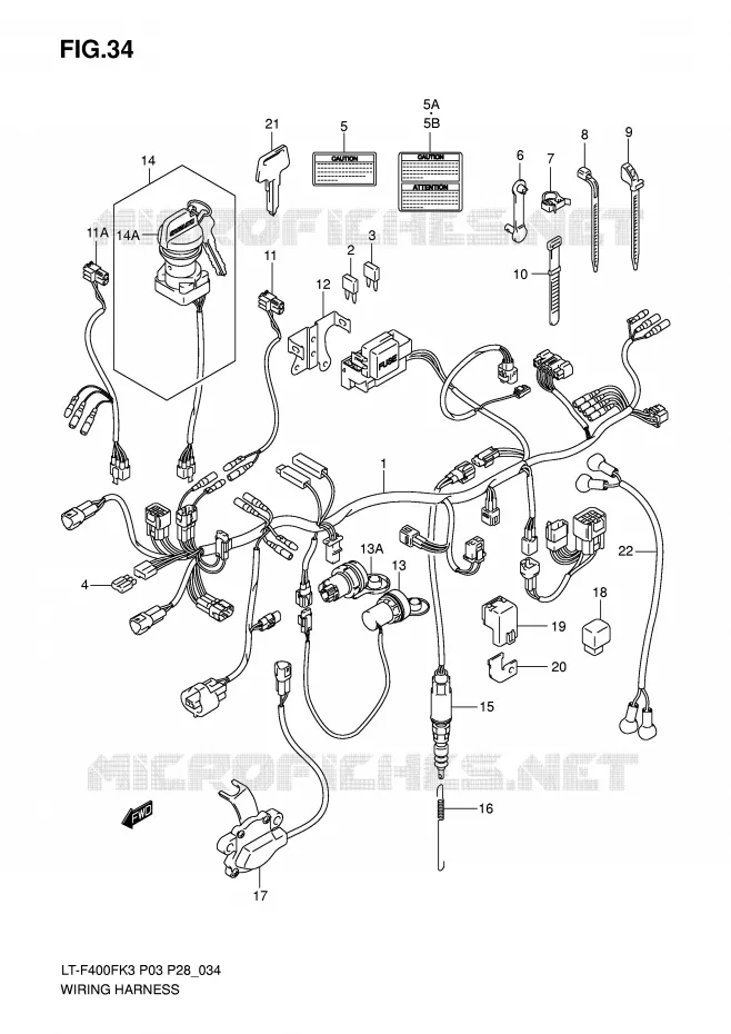 FAISCEAU ELECTRIQUE Suzuki QUAD 400 EIGER 2006  LT-F400FK6(P3/P28)