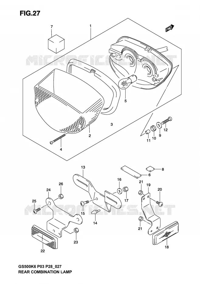 FEU ARRIERE (MODELE K3) Suzuki MOTO 500 GS-E 2003  GS500K3(P3)