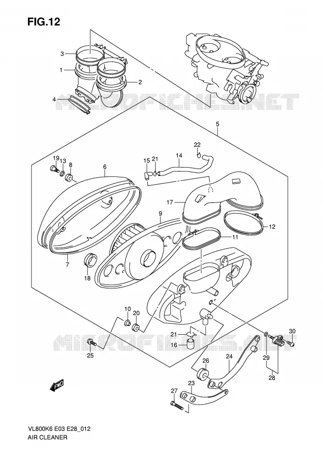 FILTRE A AIR (MODEL K6/K7/K8) Suzuki MOTO 800 VOLUSIA 2009  VL800TK9(E3/E28)