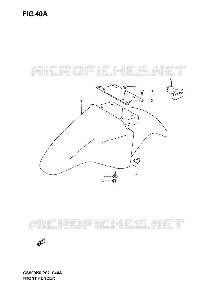 GARDE BOUE AVANT (MODELE K4) Suzuki MOTO 500 GS-F 2006  GS500FUK6(P19)