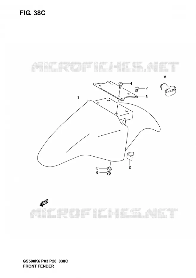 GARDE BOUE AVANT (MODELE K6) Suzuki MOTO 500 GS-E 2006  GS500K6(P3)