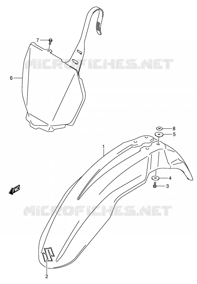 GARDE BOUE AVANT Suzuki MOTO 450 RM-Z 2006  RM-Z450K6(E3/E28)