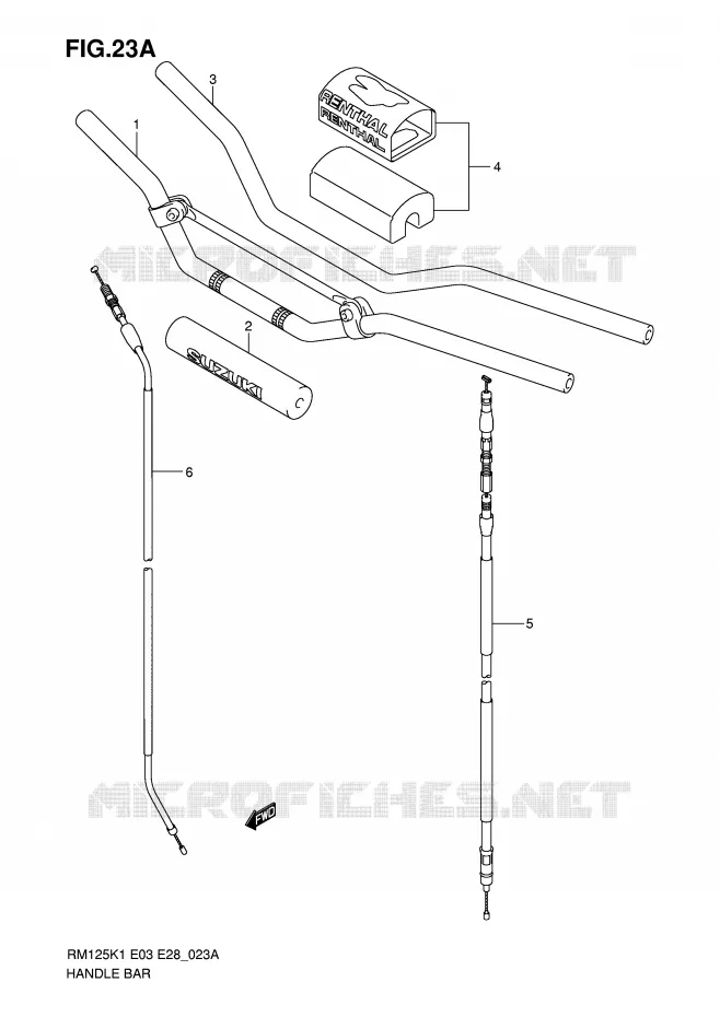 GUIDON (MODELE K5/K6) Suzuki MOTO 125 RM 2001  RM125K1(E3/E28)