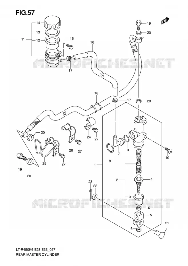 MAITRE CYLINDRE ARRIERE Suzuki QUAD 450 QUADRACER 2007  LT-R450K7(E28/E33)