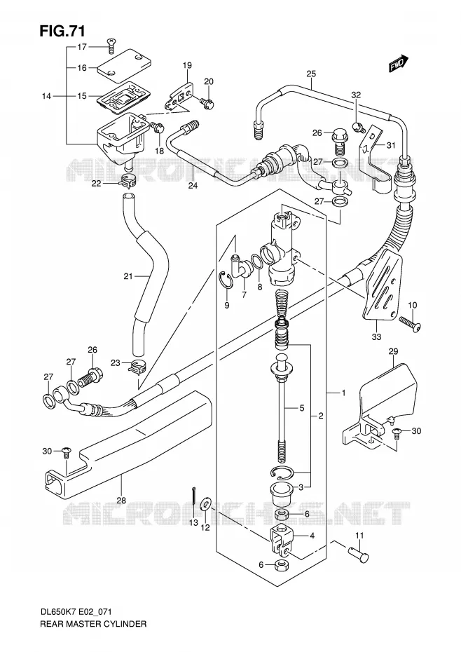 MAITRE CYLINDRE DE FREIN ARRIERE (DL650AK7/AK8/AK9/AL0/AUEL0) Suzuki MOTO 650 V-STROM 2009  DL650AUEK9(E2)