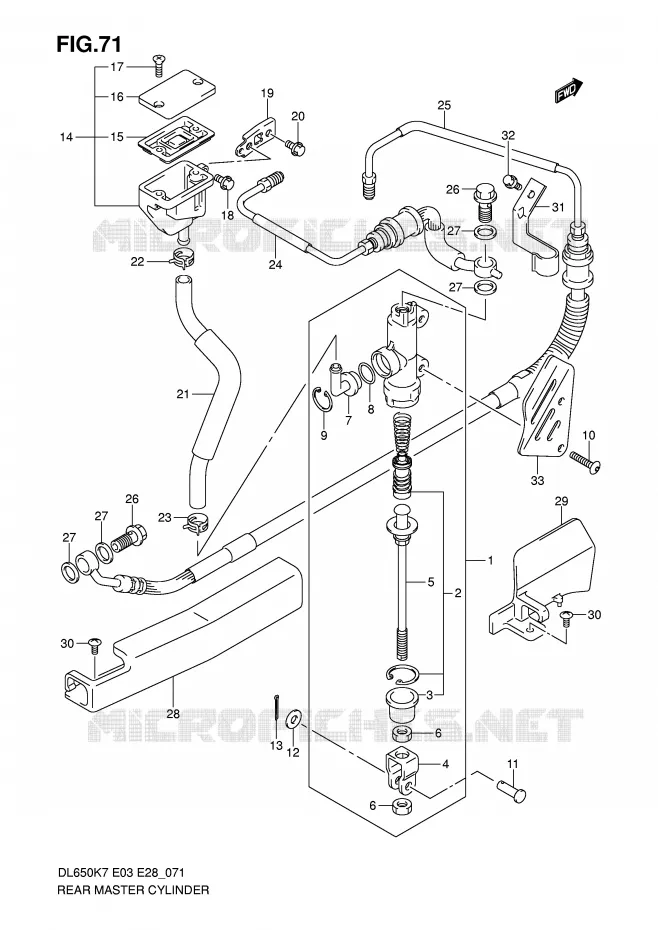 MAITRE CYLINDRE DE FREIN ARRIERE (DL650AK7/AK8/AK9/AL0) Suzuki MOTO 650 V-STROM 2007  DL650AK7(E3/E28)