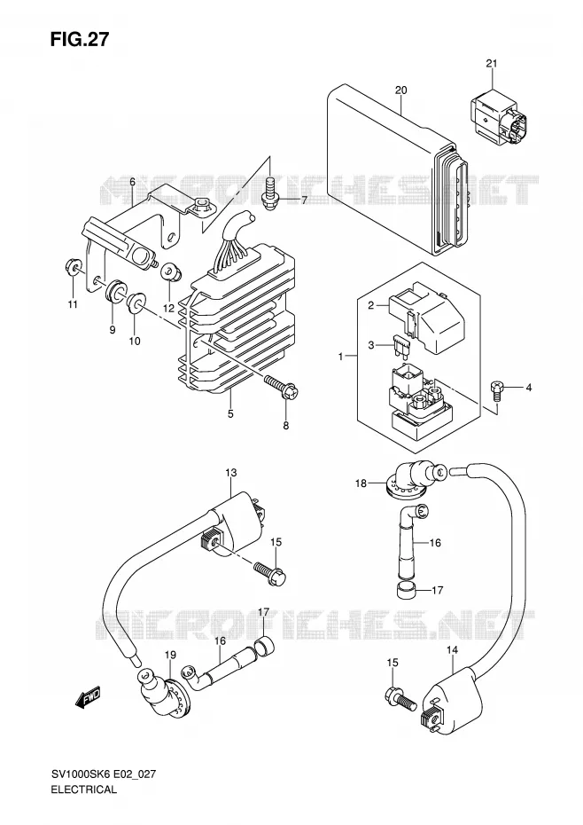 PARTIE ELECTRIQUE (SV1000S/S1/S2) Suzuki MOTO 1000 SV 2007  SV1000U2K7(E2)