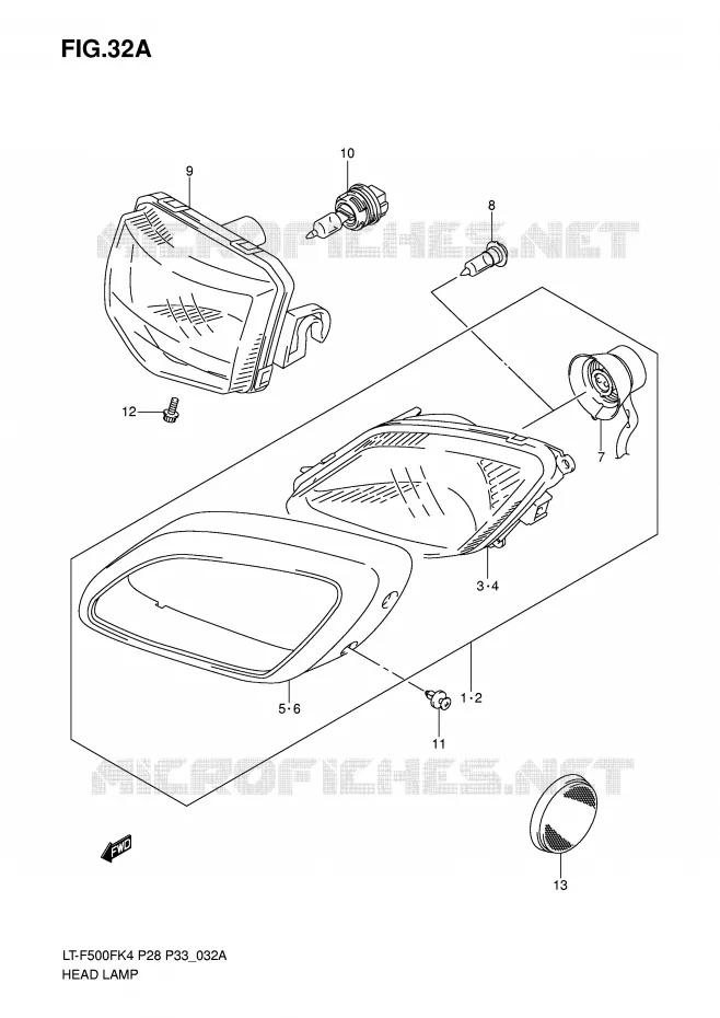 PHARE (MODELE K5) Suzuki QUAD 500 VINSON 2007  LT-F500FK7(P28/P33)
