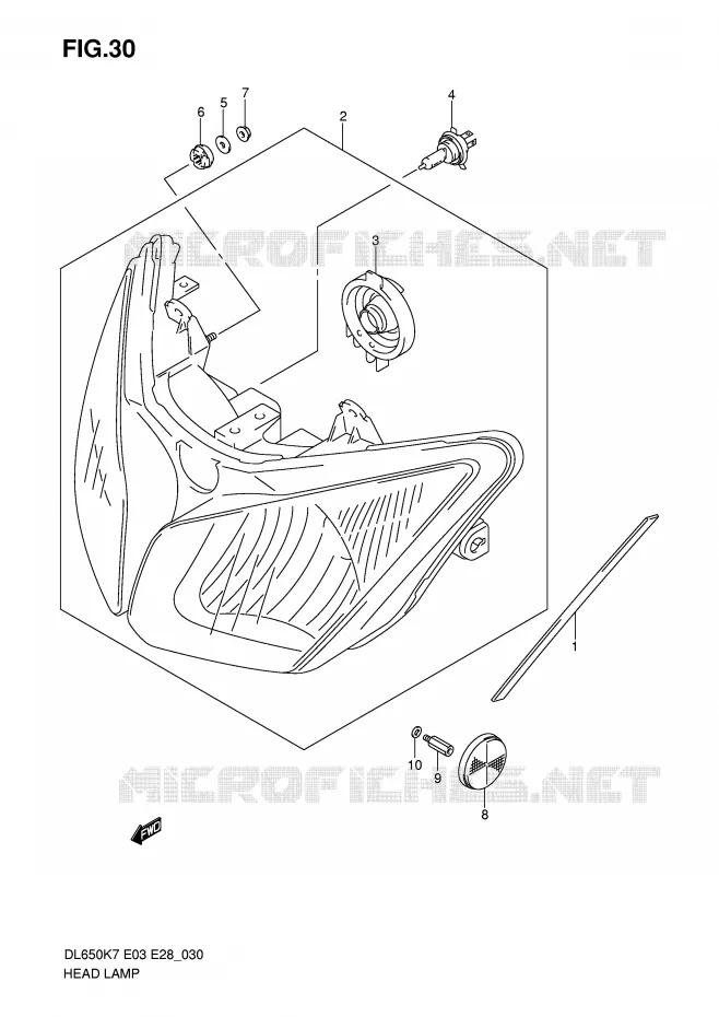 PHARE Suzuki MOTO 650 V-STROM 2007  DL650AK7(E3/E28)