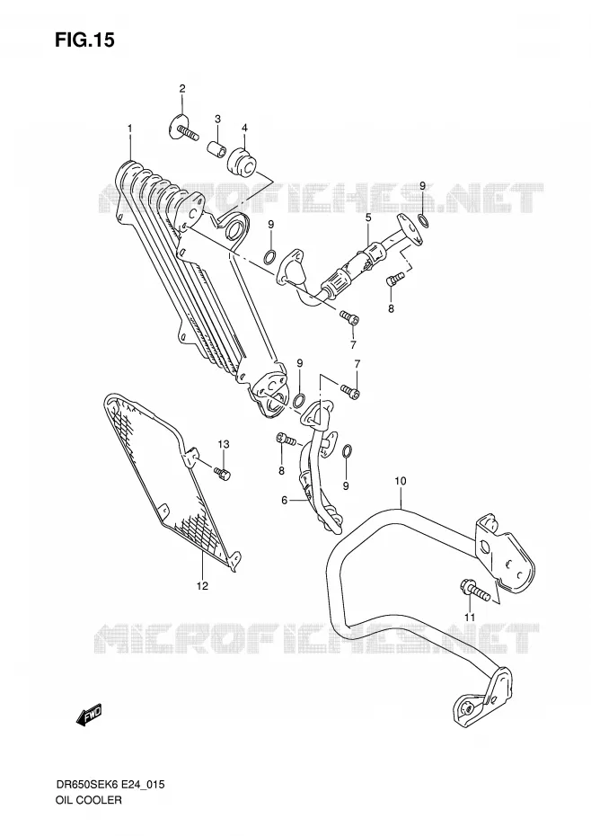 RADIATEUR D'HUILE Suzuki MOTO 650 DR 2010  DR650SEL0(E24)