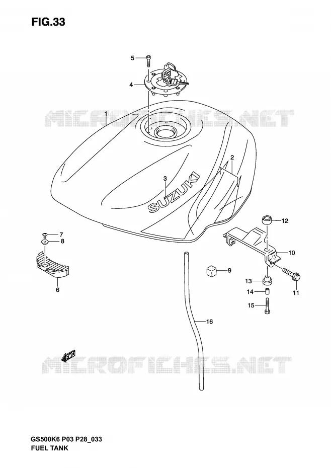 RESERVOIR D'ESSENCE (MODELE K3) Suzuki MOTO 500 GS-E 2004  GS500K4(P3)