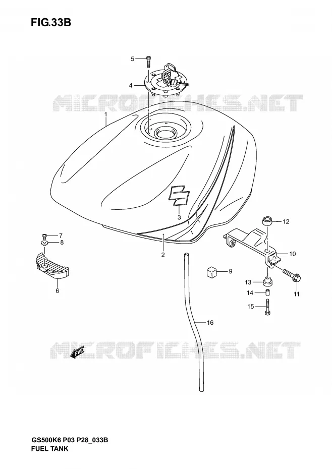 RESERVOIR D'ESSENCE (MODELE K5) Suzuki MOTO 500 GS-F 2004  GS500FK4(P3)