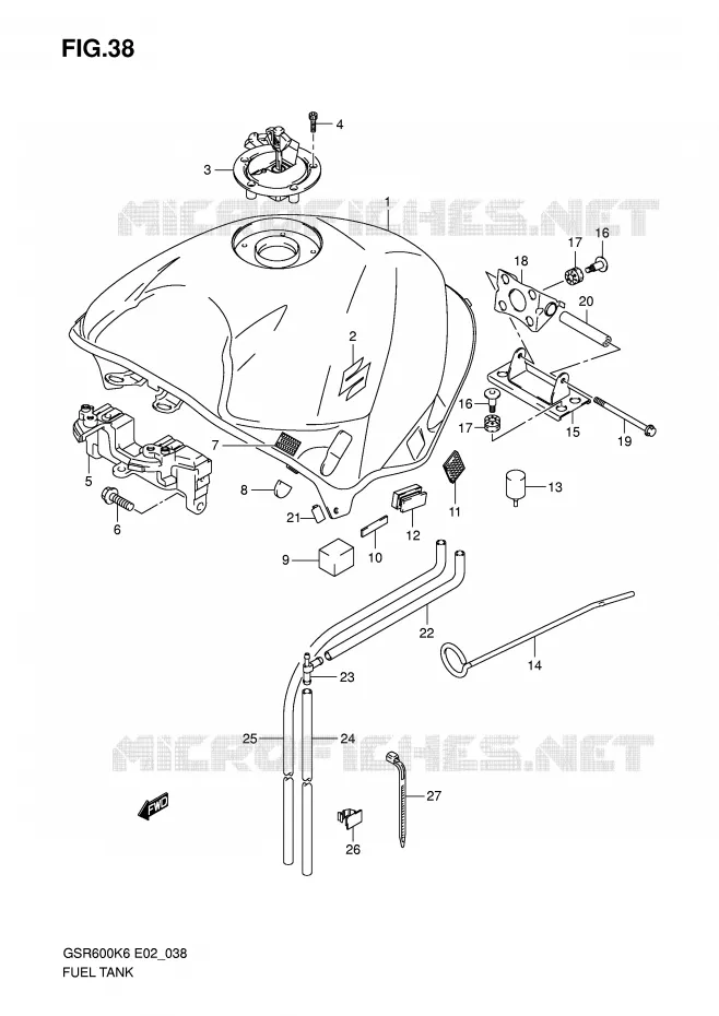 RESERVOIR D'ESSENCE (MODELE K6) Suzuki MOTO 600 GSR 2009  GSR600UAK9(E2)